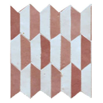 Mosaic House Moroccan tile Saft Half B 1-22 SM  White Light Pink  cement, encaustic, field, pattern, star 